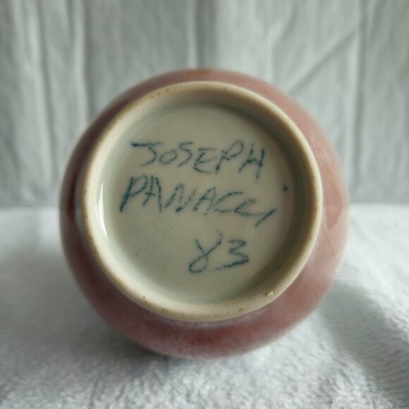 Vtg Studio 1983 signed pottery vase made on potters wheel floral hand painted - Picture 5 of 7